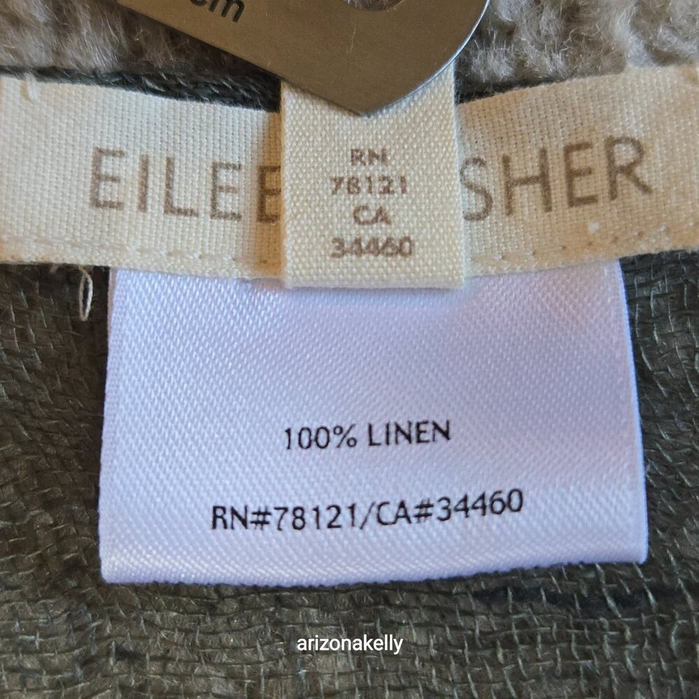 Eileen Fisher Linen Scarf Gradient Ombre Bluish Green to Brownish Green - Picture 3 of 9